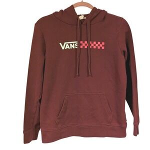 Vans‎ Burgundy Checkerboard Pullover Hoodie Sweatshirt Size S